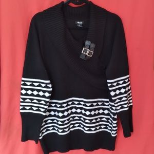 Deb Black and White Long Sleeve Sweater Size 2X